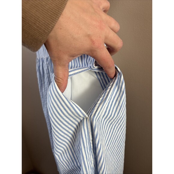 J.Crew Women’s Blue Striped Fit & Flare Dress Size Large Sleeveless Tie Back - Picture 4 of 7